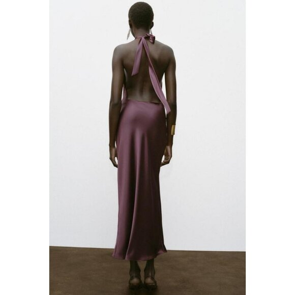 ZARA HALTER MIDI DRESS - Picture 6 of 9